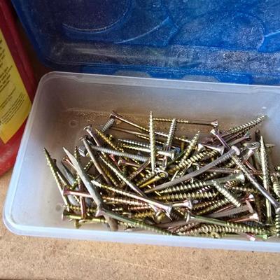 Bulk Hardware Lot – Screws, Nails, Zip Ties & More (Assortment in Coffee Tubs)
