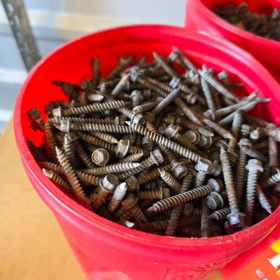 Bulk Hardware Lot – Screws, Nails, Zip Ties & More (Assortment in Coffee Tubs)