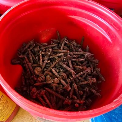 Bulk Hardware Lot – Screws, Nails, Zip Ties & More (Assortment in Coffee Tubs)