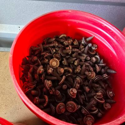 Bulk Hardware Lot – Screws, Nails, Zip Ties & More (Assortment in Coffee Tubs)