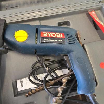 Ryobi 1/2" Hammer Drill Kit – Includes Auger Bits & Case
