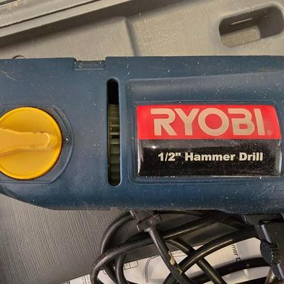 Ryobi 1/2" Hammer Drill Kit – Includes Auger Bits & Case
