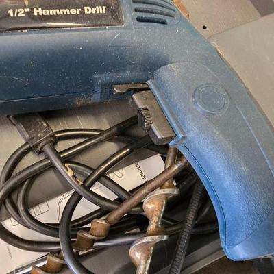 Ryobi 1/2" Hammer Drill Kit – Includes Auger Bits & Case
