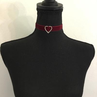 Vintage cranberry red velvet choker