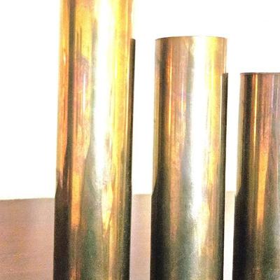 Mid Century Brass Tubular Candle Holder