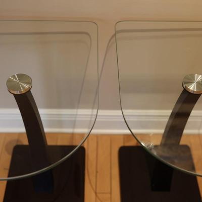 Pair of Modern Glass-Top Accent Tables