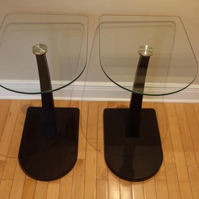 Pair of Modern Glass-Top Accent Tables