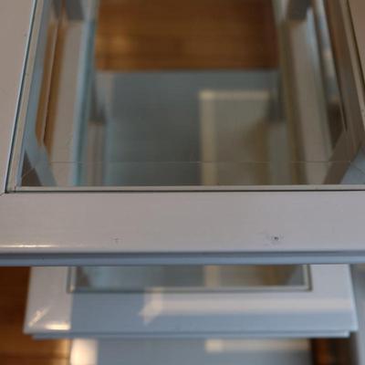 Modern White Tiered Glass-Top Accent Table
