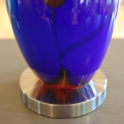 Pair of Art Glass Table Lamps with Internal Lights