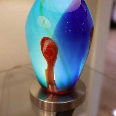 Pair of Art Glass Table Lamps with Internal Lights