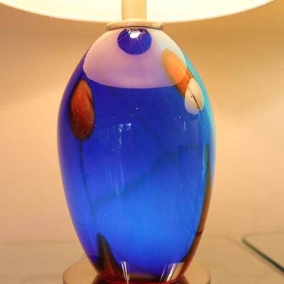 Pair of Art Glass Table Lamps with Internal Lights