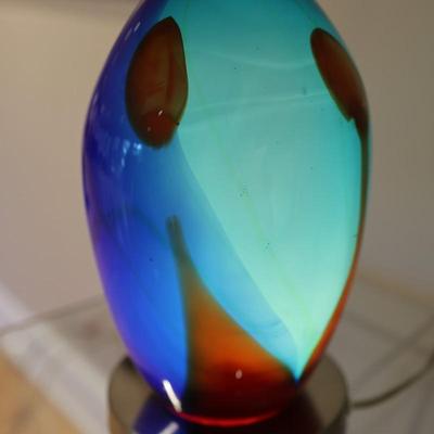 Pair of Art Glass Table Lamps with Internal Lights