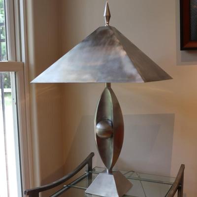 Metal Table Lamp with Sculptural Base
