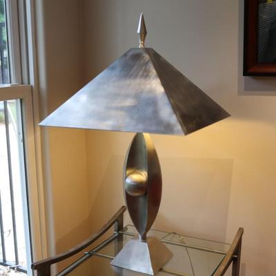 Metal Table Lamp with Sculptural Base