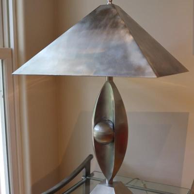 Metal Table Lamp with Sculptural Base