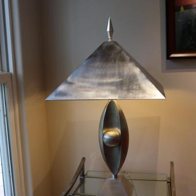 Metal Table Lamp with Sculptural Base