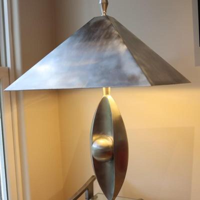 Metal Table Lamp with Sculptural Base