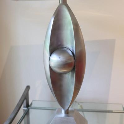 Metal Table Lamp with Sculptural Base