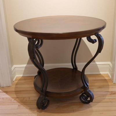Round Wood Accent Table