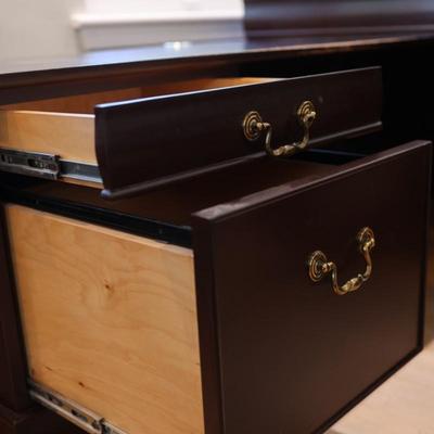 L-Shaped Executive Desk with Mahogany Finish