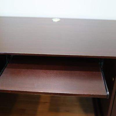 L-Shaped Executive Desk with Mahogany Finish