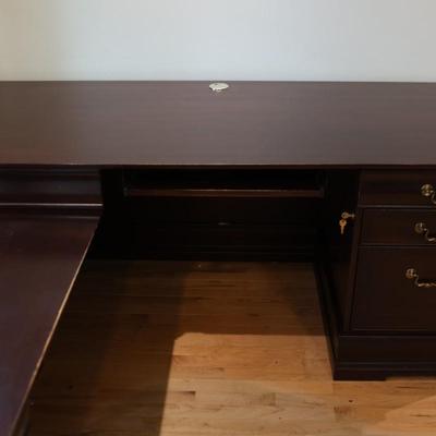 L-Shaped Executive Desk with Mahogany Finish