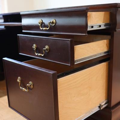 L-Shaped Executive Desk with Mahogany Finish