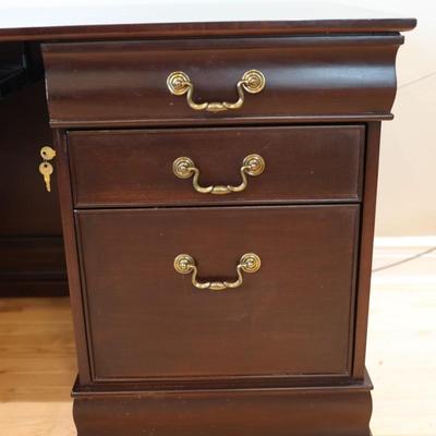 L-Shaped Executive Desk with Mahogany Finish