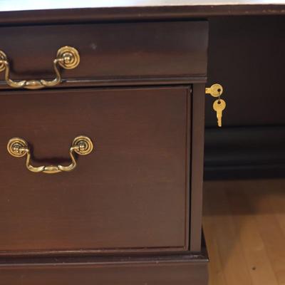 L-Shaped Executive Desk with Mahogany Finish