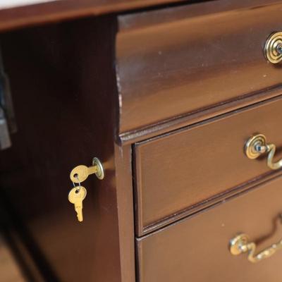 L-Shaped Executive Desk with Mahogany Finish