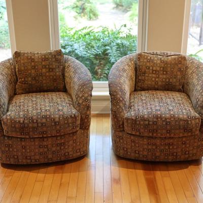 Bonita Interiors Pair of Swivel Club Chairs (See Details)