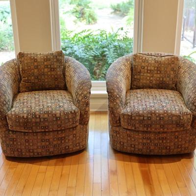 Bonita Interiors Pair of Swivel Club Chairs (See Details)