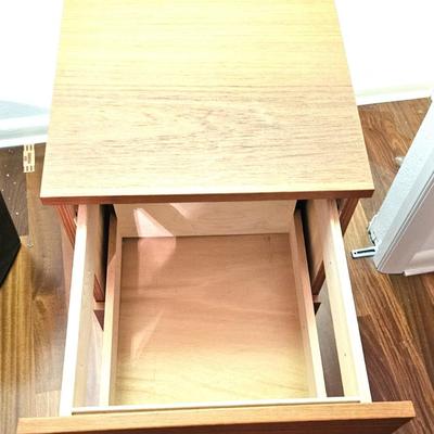 Mid Century Teak Rolling File Cabinet