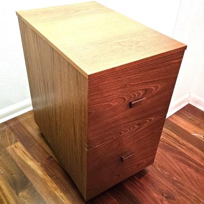 Mid Century Teak Rolling File Cabinet