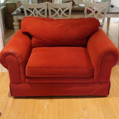 Norwalk Red Upholstered Armchair with Rolled Arms