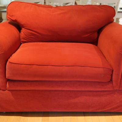 Norwalk Red Upholstered Armchair with Rolled Arms