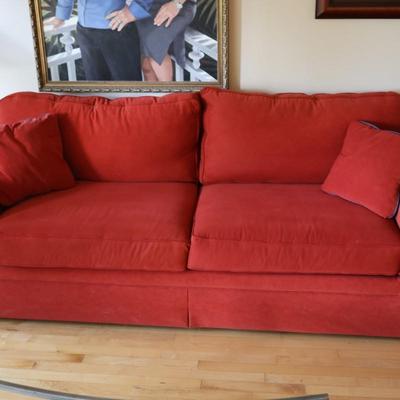 Norwalk Red Upholstered Sofa with Rolled Arms
