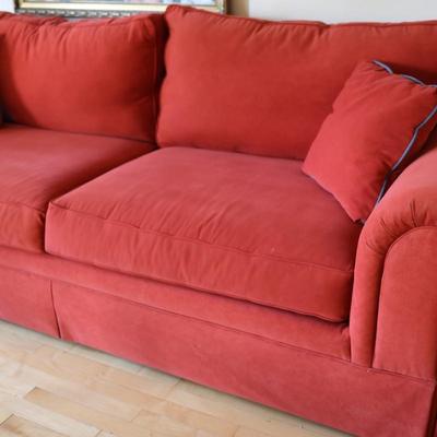 Norwalk Red Upholstered Sofa with Rolled Arms