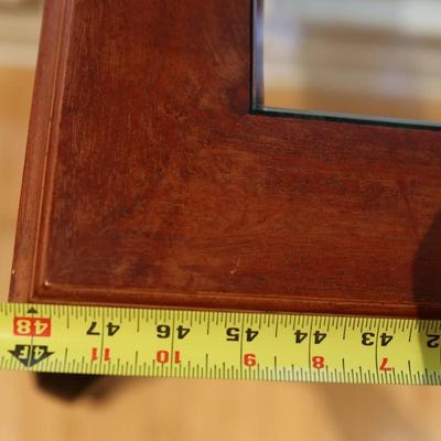 Glass-Top Console Table with Wood Frame and Metal Legs