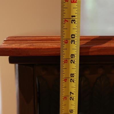 Glass-Top Console Table with Wood Frame and Metal Legs