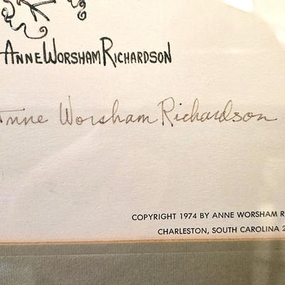 1974 Anne Worsham Richardson Signed, Framed, And Matted Print W/ Congressional Record