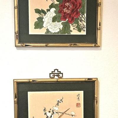 2 Vintage Chinese Silk Watercolors