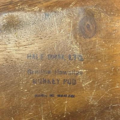 Vintage MONKEY POD LEAF, Wood Leaf Fruit Bowl W/ Fruit