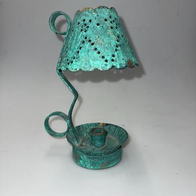 VTG.TOLE VERDI METAL WALL SCULPTURE CANDLESTICK HOLDER