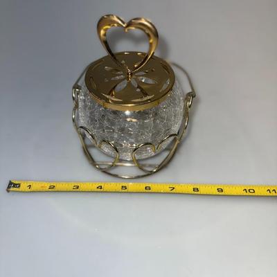 Golden Heart Sugar Bowl Decorative
