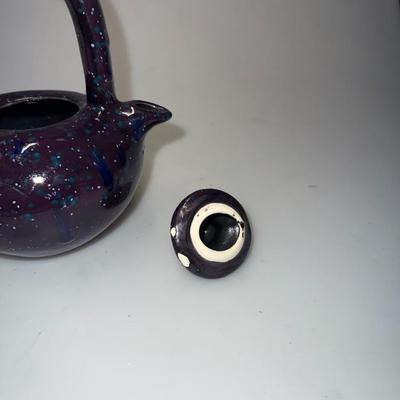 Vintage Tea Pot purple with blue and green and white speckles