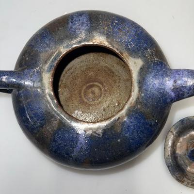 Vintage  Pottery Tea Pot Blue and brown