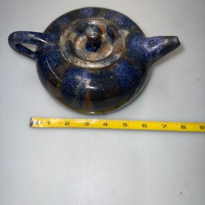 Vintage  Pottery Tea Pot Blue and brown