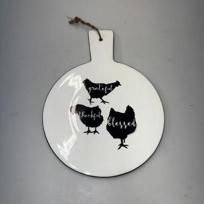 Farmhouse style roosters grateful thankful blessed trivet
