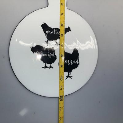 Farmhouse style roosters grateful thankful blessed trivet